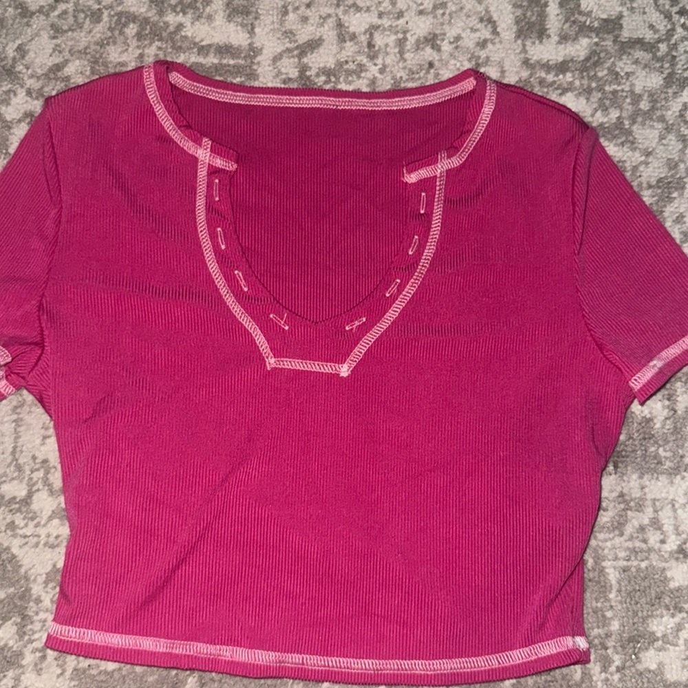 Pink low cut crop top